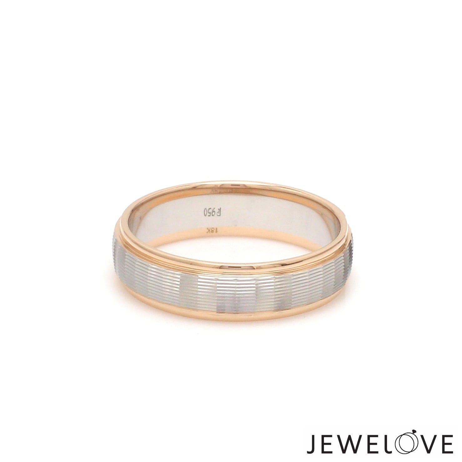 Jewelove™ Rings Unisex Platinum Rose Gold Couple Love Bands JL PT 1366