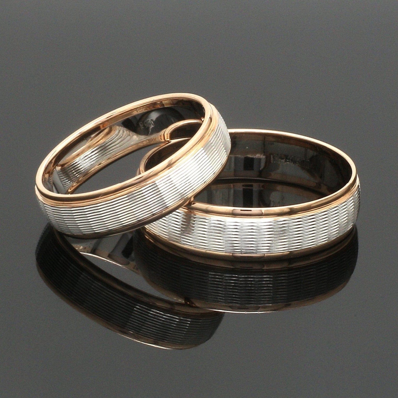 Jewelove™ Rings Unisex Platinum Rose Gold Couple Love Bands JL PT 1366