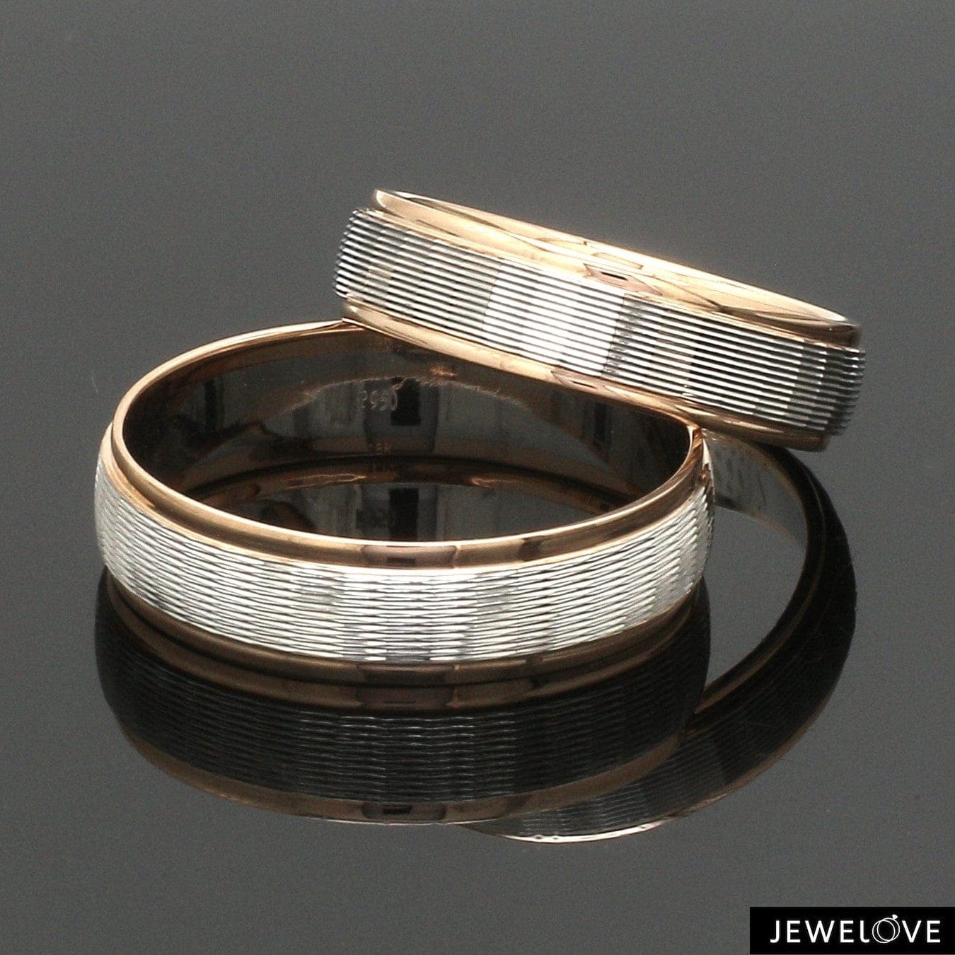 Jewelove™ Rings Unisex Platinum Rose Gold Couple Love Bands JL PT 1366