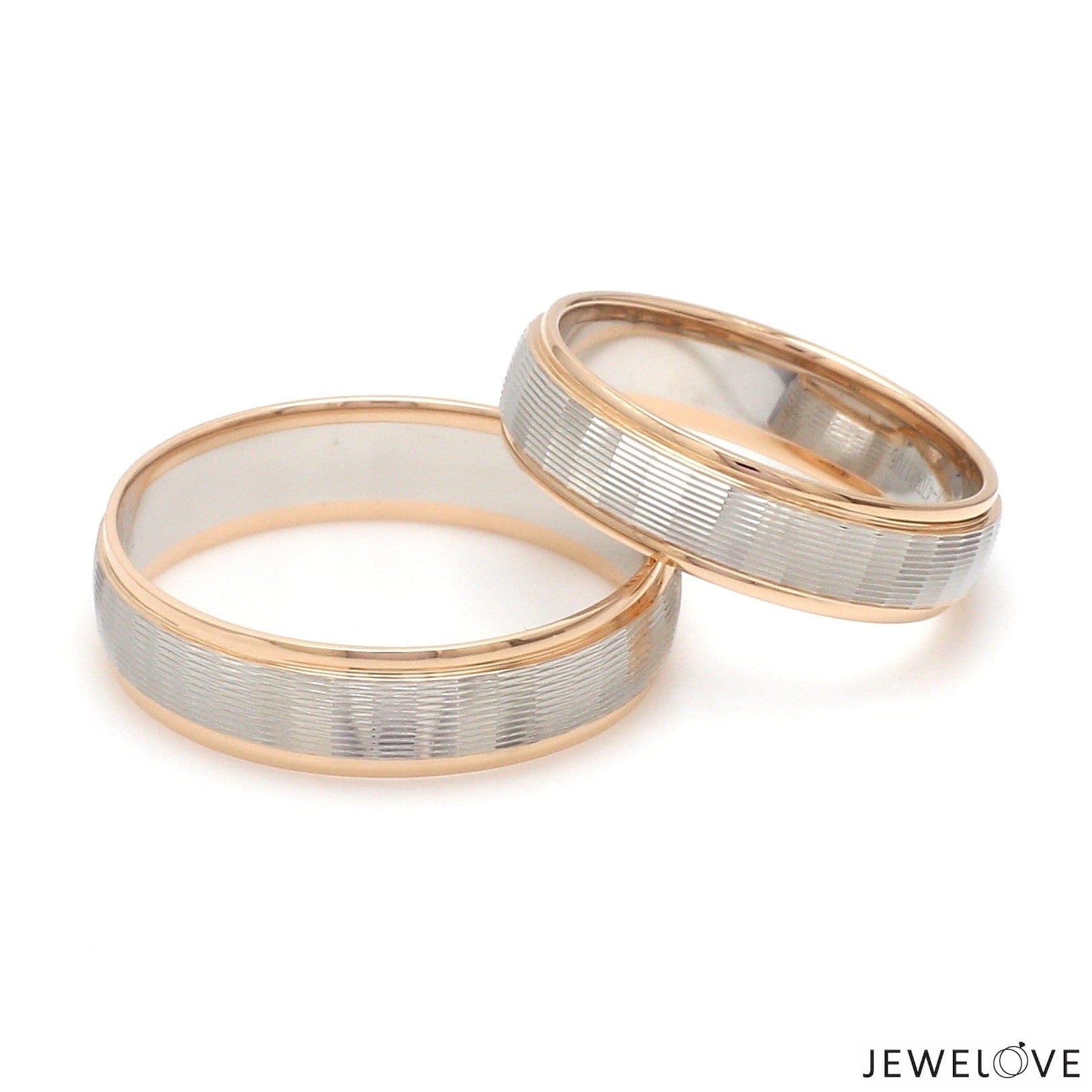 Jewelove™ Rings Unisex Platinum Rose Gold Couple Love Bands JL PT 1366