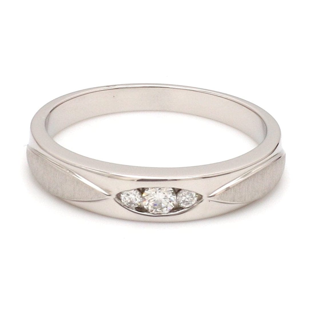 Jewelove™ Rings United Three Diamond Platinum Love Bands JL PT 588