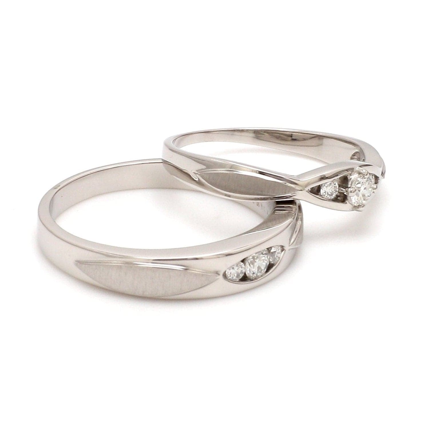 Jewelove™ Rings United Three Diamond Platinum Love Bands JL PT 588