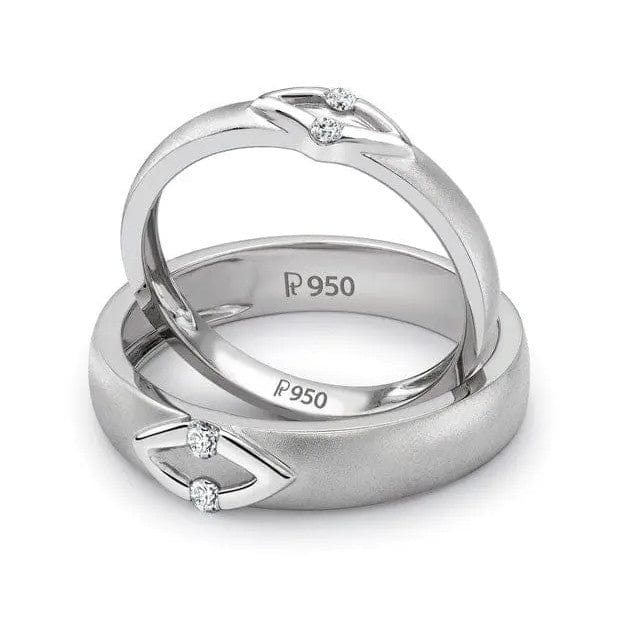 Jewelove™ Rings V Design Platinum Love Bands with Diamonds SJ PTO 236