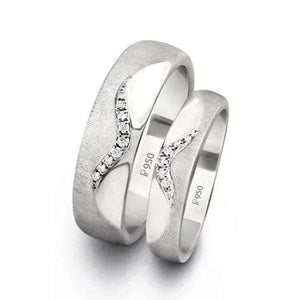 Jewelove™ Rings Both Wavy Platinum Love Bands with Diamonds SJ PTO 213