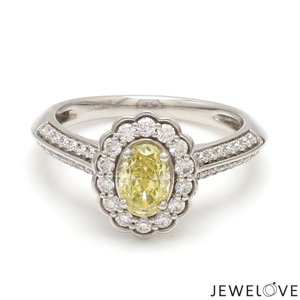 Jewelove™ Rings J VS / Women's Band only Yellow Diamond Platinum Ring with Halo Split Diamond JL PT YD 1370