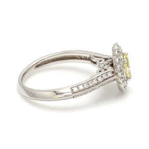 Jewelove™ Rings J VS / Women's Band only Yellow Diamond Platinum Ring with Halo Split Diamond JL PT YD 1370