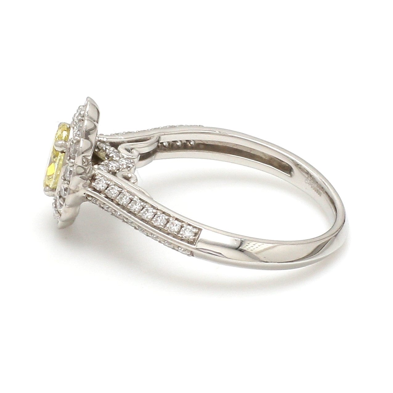 Jewelove™ Rings J VS / Women's Band only Yellow Diamond Platinum Ring with Halo Split Diamond JL PT YD 1370