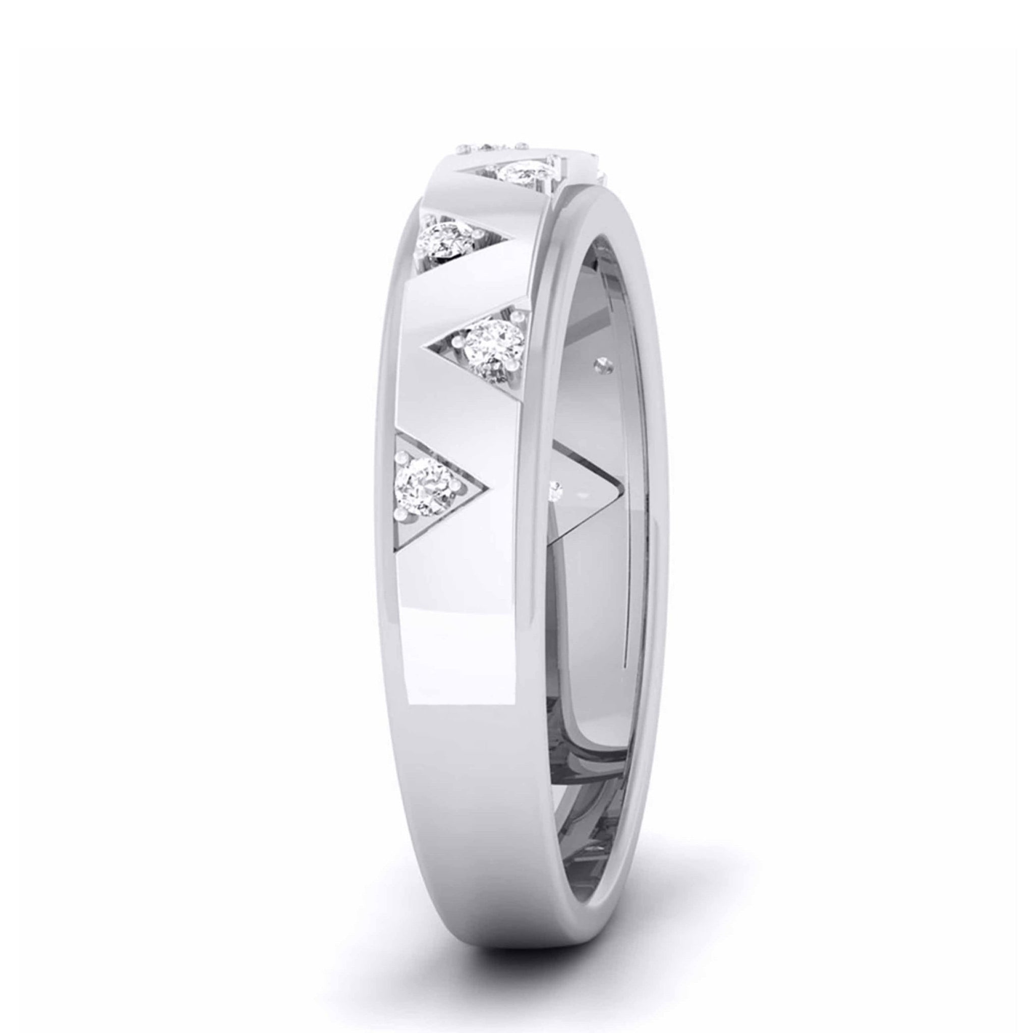 Jewelove™ Rings Zigzag 9 Diamond Platinum Band - Unisex  JL PT 5873