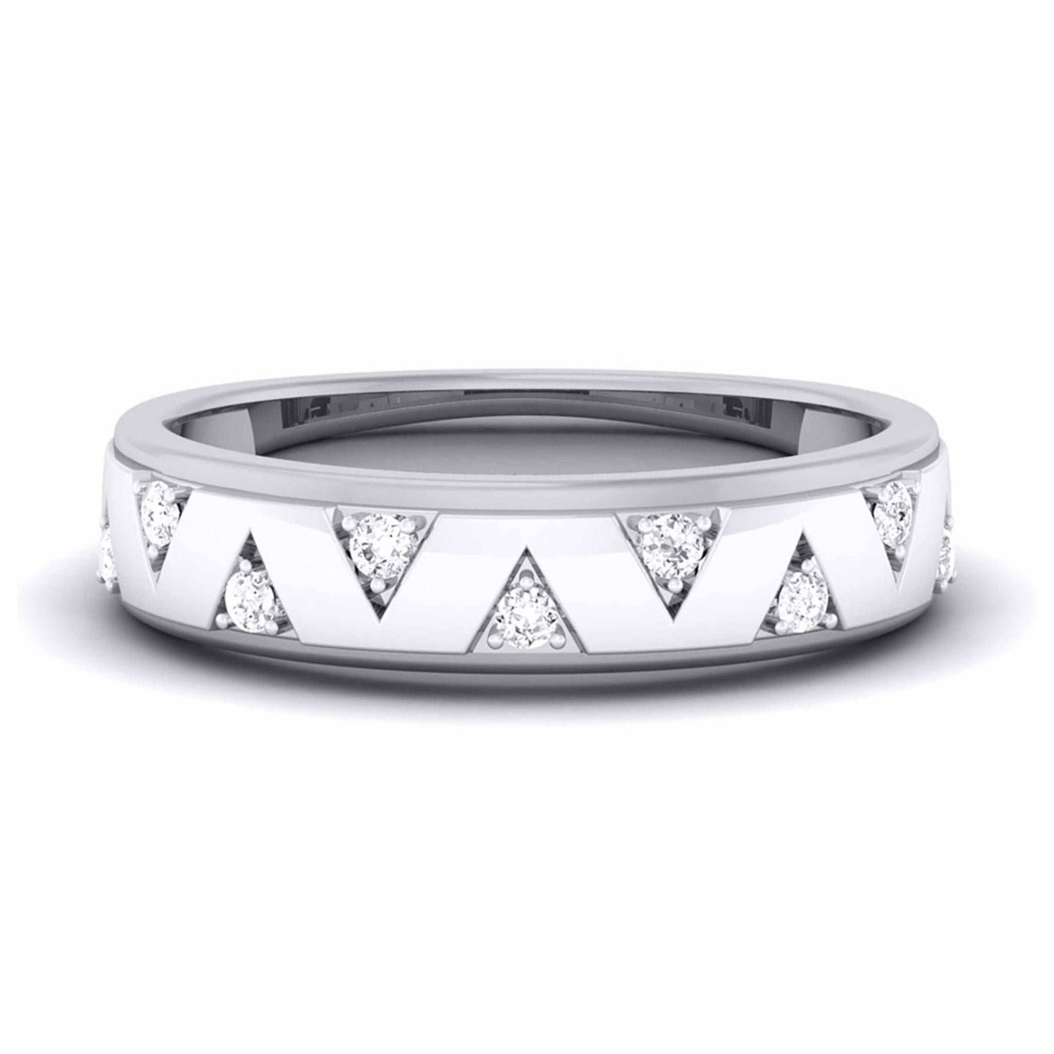 Jewelove™ Rings Zigzag 9 Diamond Platinum Band - Unisex  JL PT 5873