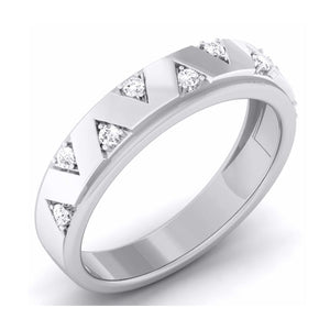 Jewelove™ Rings Zigzag 9 Diamond Platinum Band - Unisex  JL PT 5873