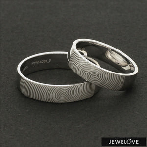 Customized Fingerprint Engraved Platinum Rings for Couples JL PT 270