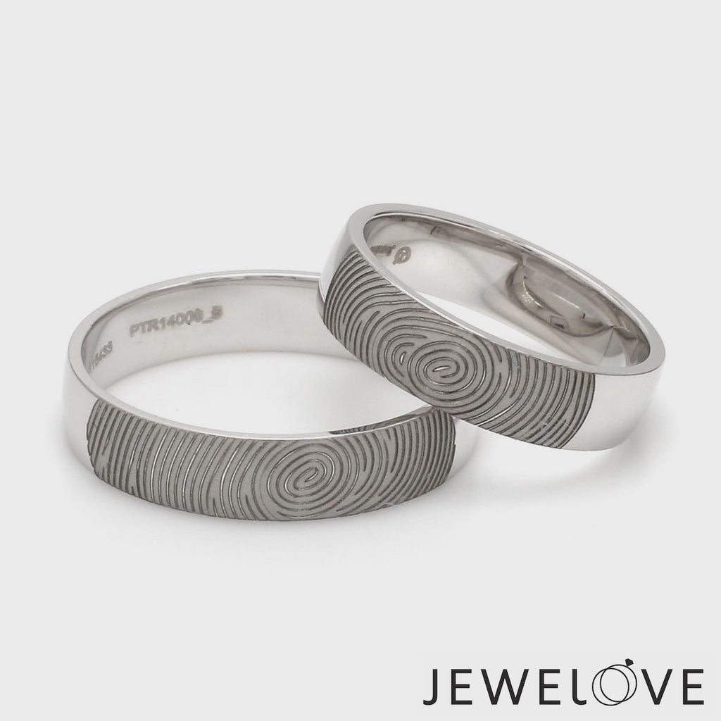 Customized Fingerprint Engraved Platinum Rings for Couples JL PT 270