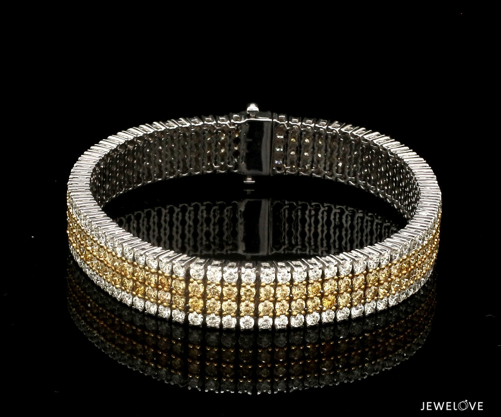 18K Gold White & Fancy Natural Yellow Diamond Bracelet JL AUB 101