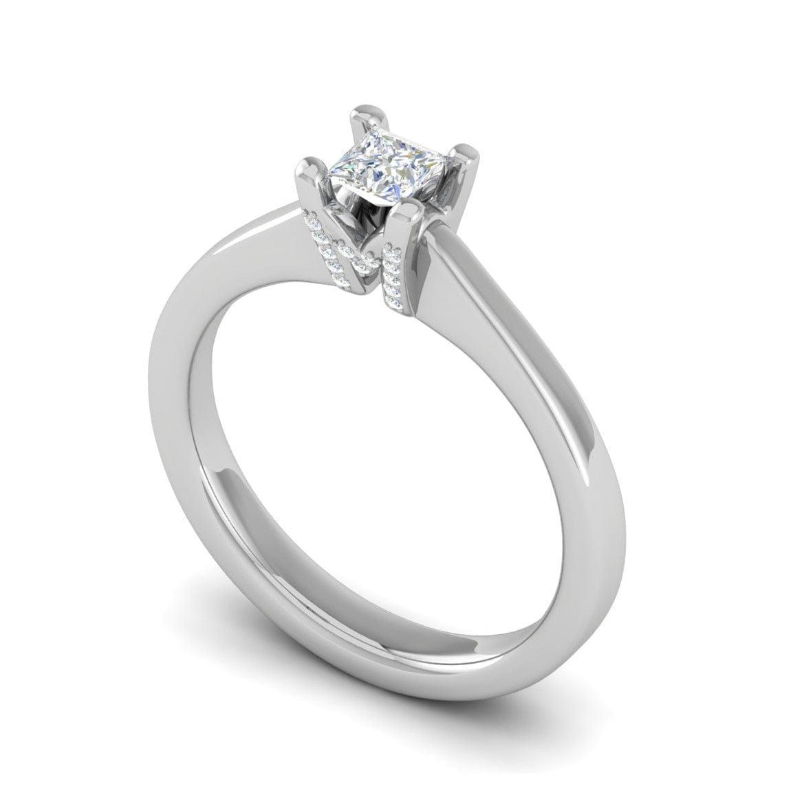 Jewelove™ Rings SI IJ / Women's Band only 0.15 cts. Princess Cut Solitaire Diamond Platinum Engagement Ring JL PT MHD273EG