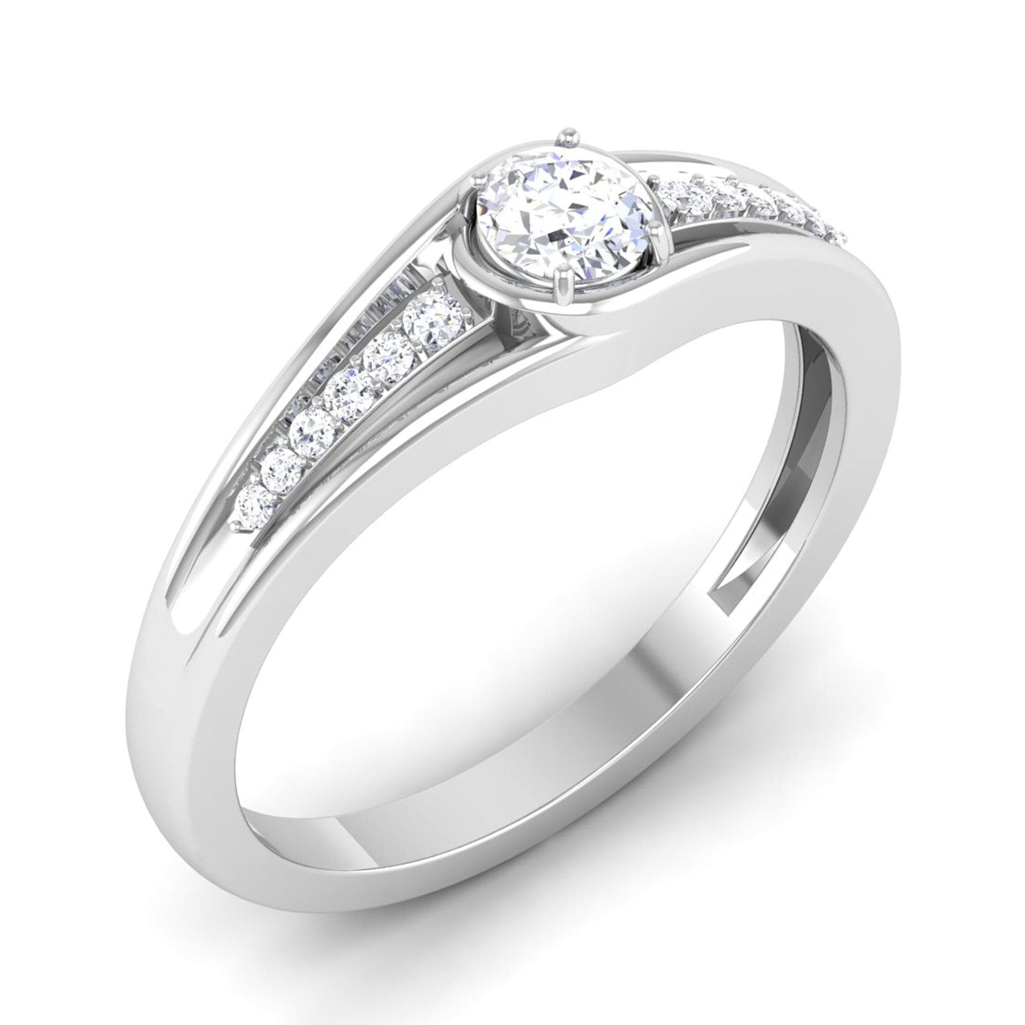 Jewelove™ Rings Women's Band only / J VS 0.20 cts. Solitaire Platinum Diamond Shank Engagement Ring JL PT 6999