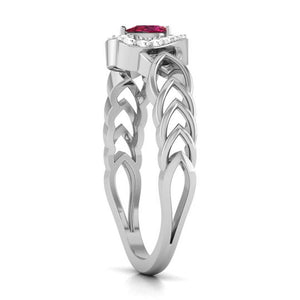 Jewelove™ Rings 0.20cts. Pear Ruby Platinum Diamond Heart Ring JL PT R8156