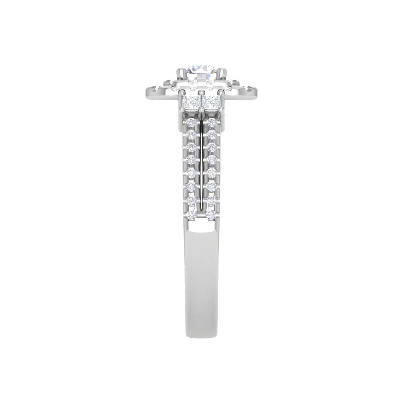 Jewelove™ Rings J VS / Women's Band only 0.20cts Pointer Double Halo Diamond Split Shank Platinum Ring JL PT D4130