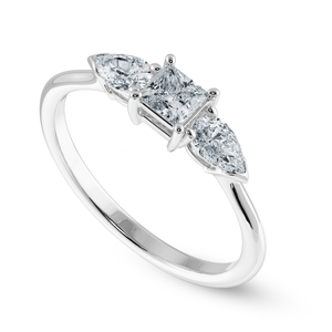 Jewelove™ Rings I VS / Women's Band only 0.20cts Pointer Princess Cut with Pear Cut Diamond Accents Shank Platinum Ring JL PT 2021-C