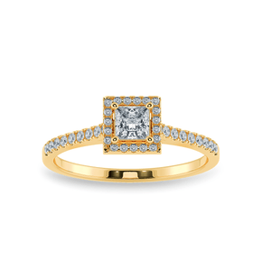 Jewelove™ Rings Women's Band only / VS I 0.20cts. Princess Cut Solitaire Diamond Square Halo Shank 18K Yellow Gold Ring JL AU 1194Y-C