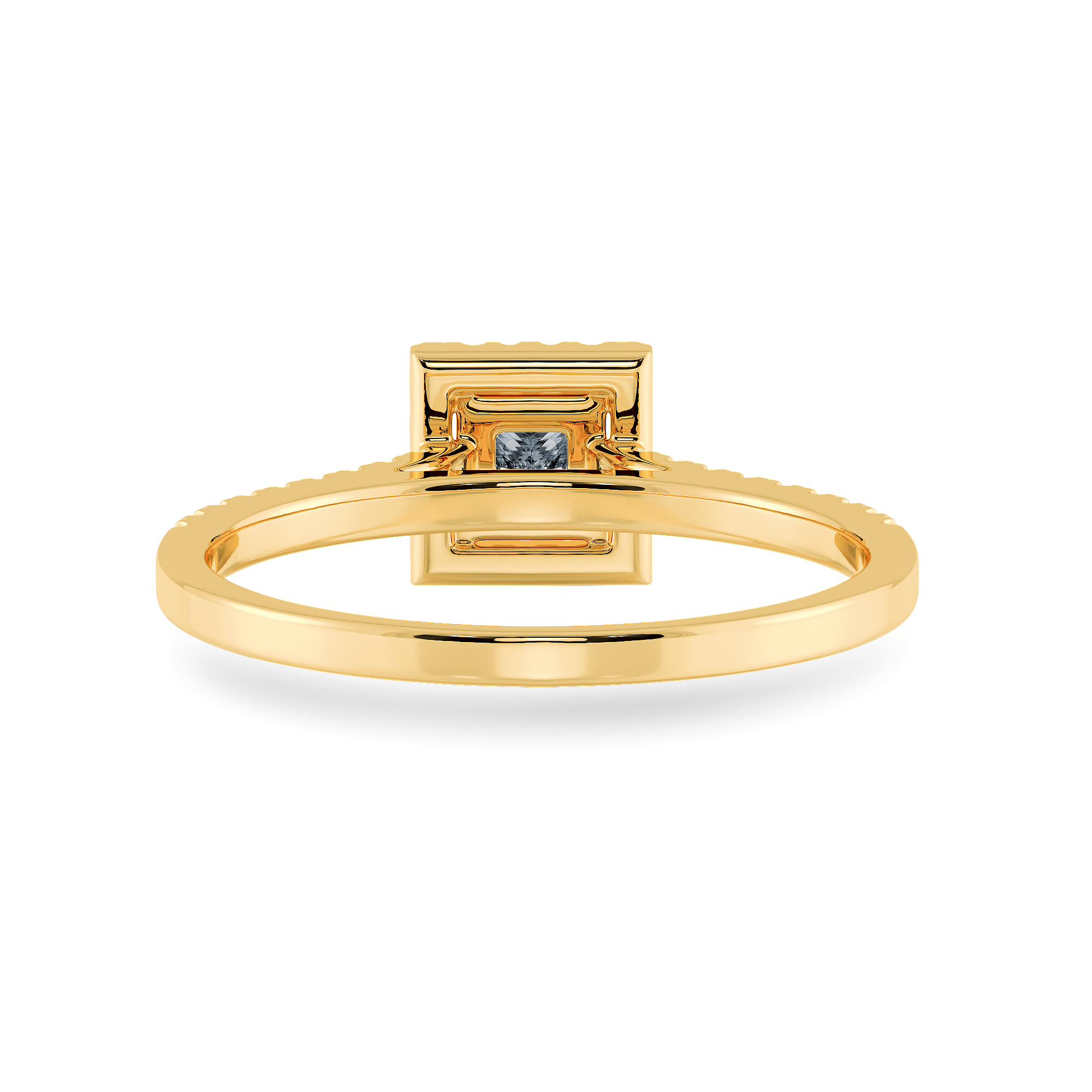 Jewelove™ Rings Women's Band only / VS I 0.20cts. Princess Cut Solitaire Diamond Square Halo Shank 18K Yellow Gold Ring JL AU 1194Y-C