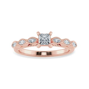 Jewelove™ Rings Women's Band only / VS I 0.20cts. Princess Cut Solitaire with Marquise Diamond Accents 18K Rose Gold Ring JL AU 2012R-C