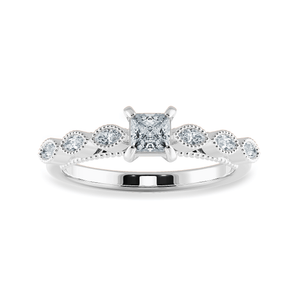 Jewelove™ Rings I VS / Women's Band only 0.20cts Princess Cut Solitaire with Marquise Diamond Accents Platinum Ring JL PT 2012-C