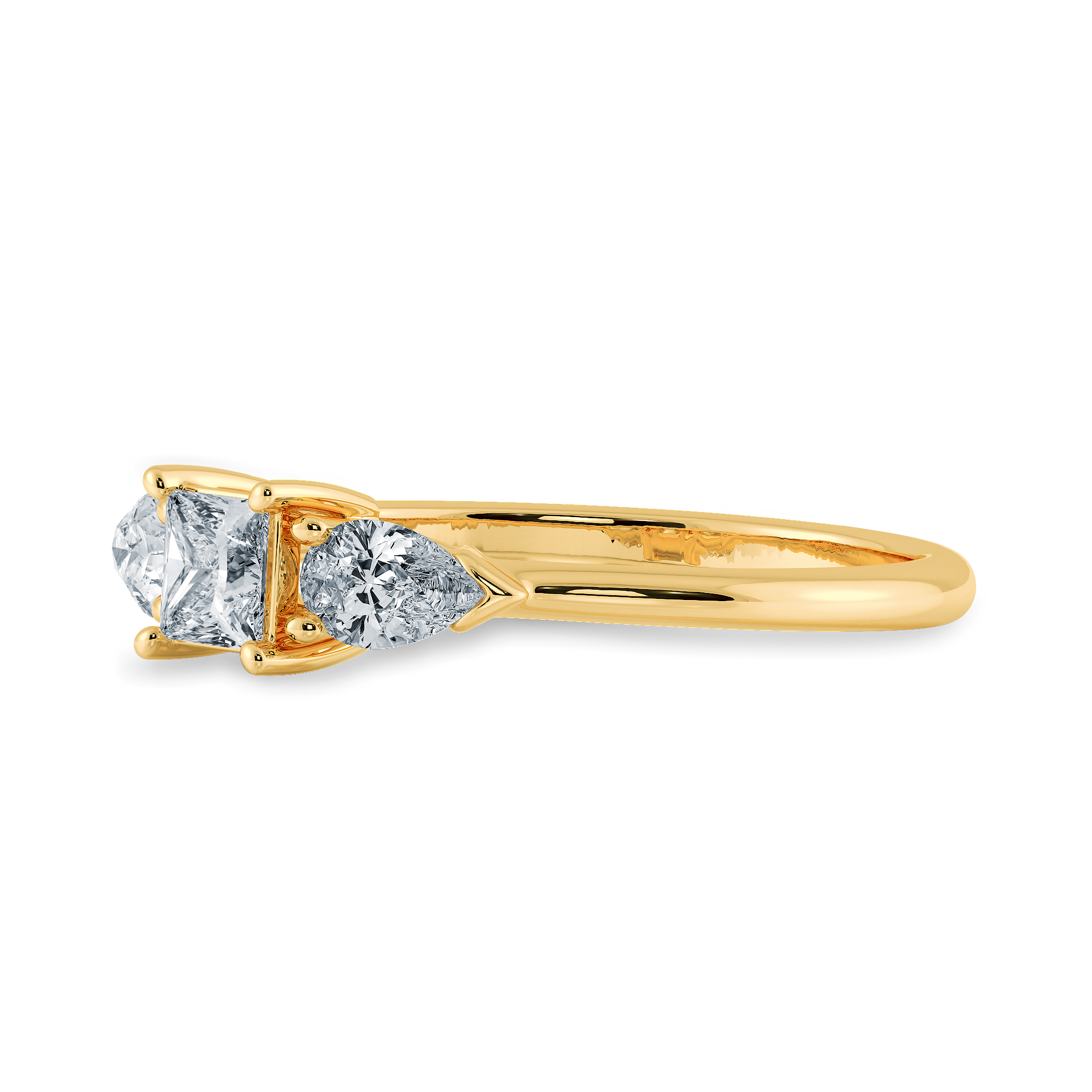 Jewelove™ Rings Women's Band only / VS I 0.20cts. Princess Cut Solitaire with Pear Cut Diamond Accents 18K Yellow Gold Ring JL AU 2021Y-C