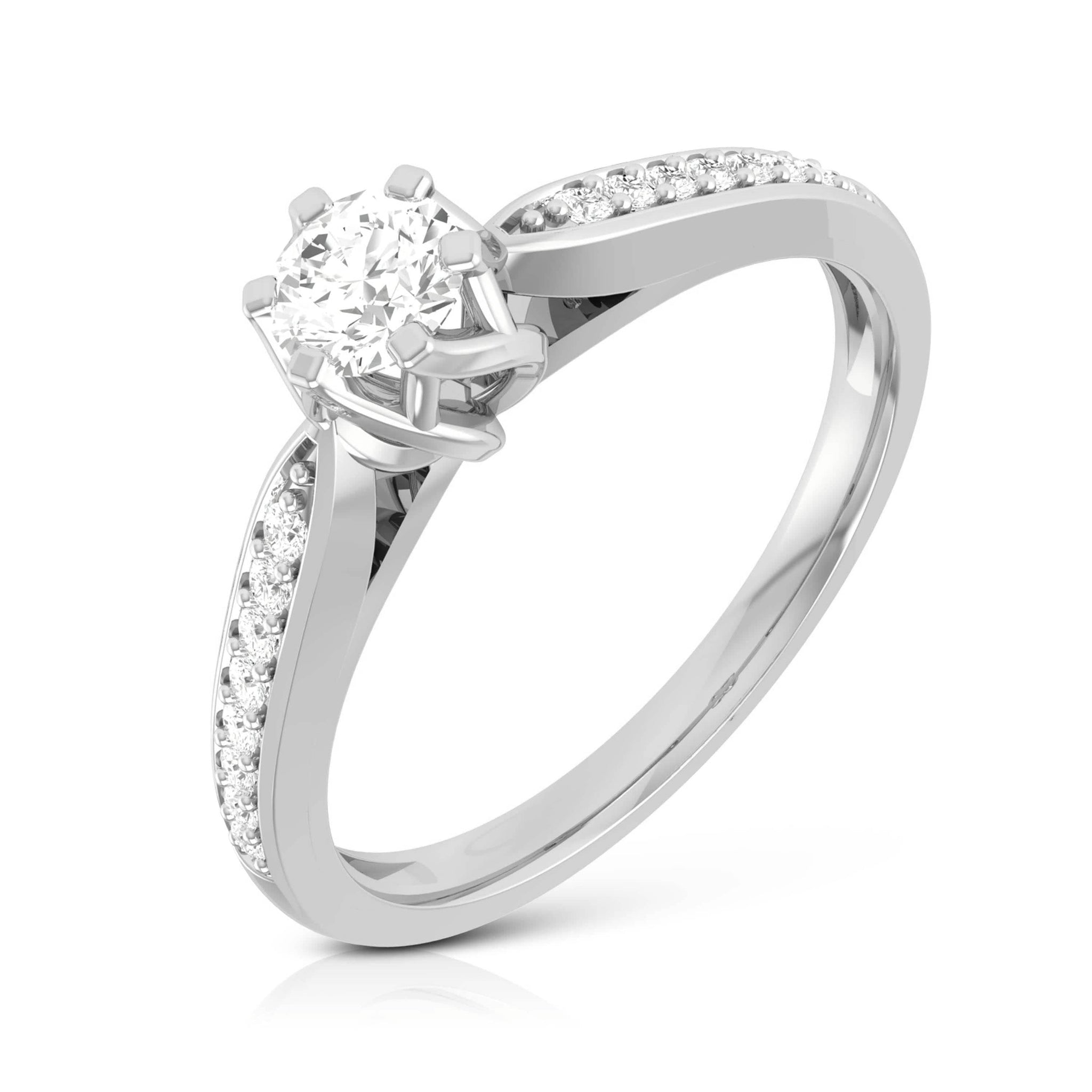 Jewelove™ Rings 0.20cts. Solitaire 6 Prong Diamond Shank Ring for Women JL PT R-50