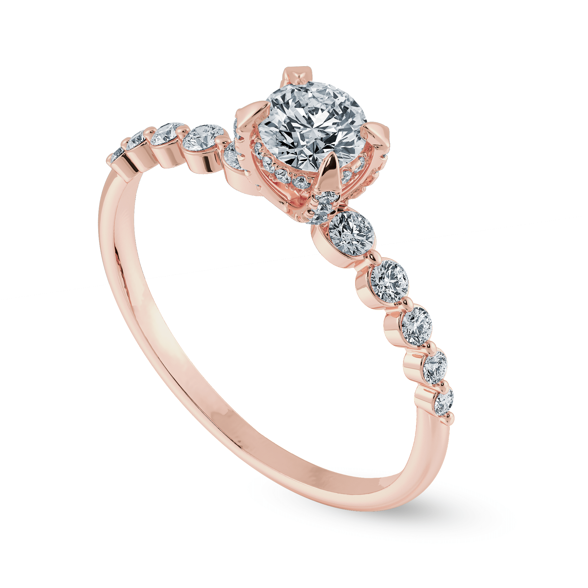 Jewelove™ Rings Women's Band only / VS J 0.20cts. Solitaire Diamond Accents 18K Rose Gold Ring JL AU 1202R-C