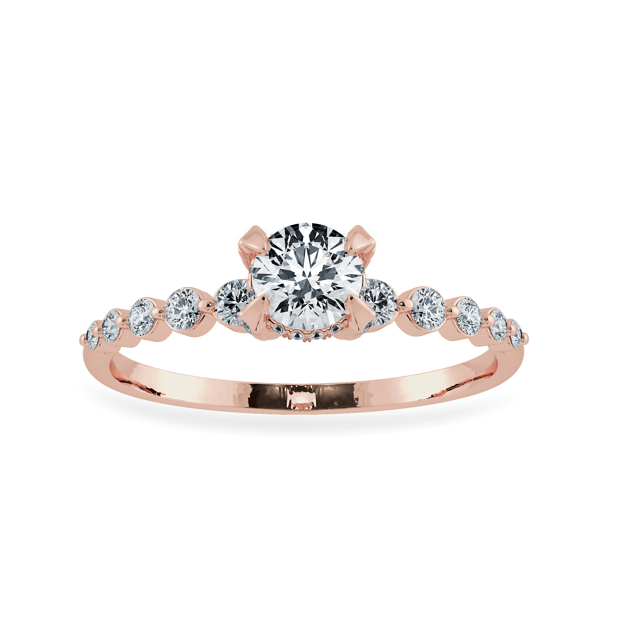 Jewelove™ Rings Women's Band only / VS J 0.20cts. Solitaire Diamond Accents 18K Rose Gold Ring JL AU 1202R-C