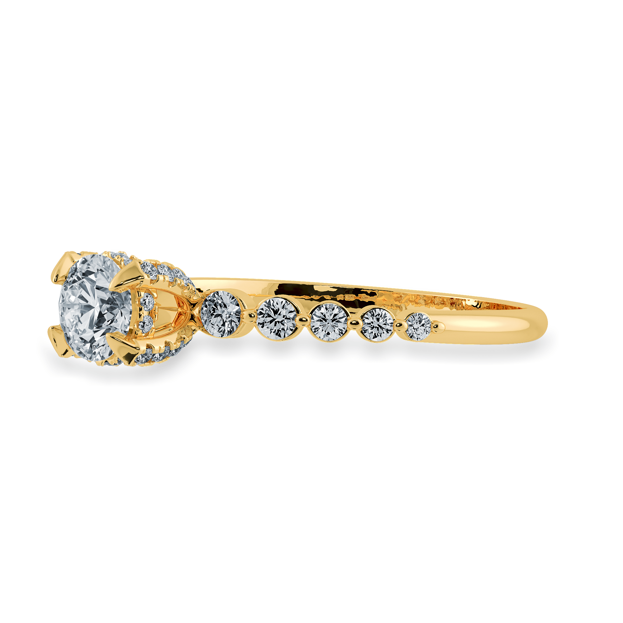 Jewelove™ Rings Women's Band only / VS J 0.20cts. Solitaire Diamond Accents 18K Yellow Gold Ring JL AU 1202Y-C