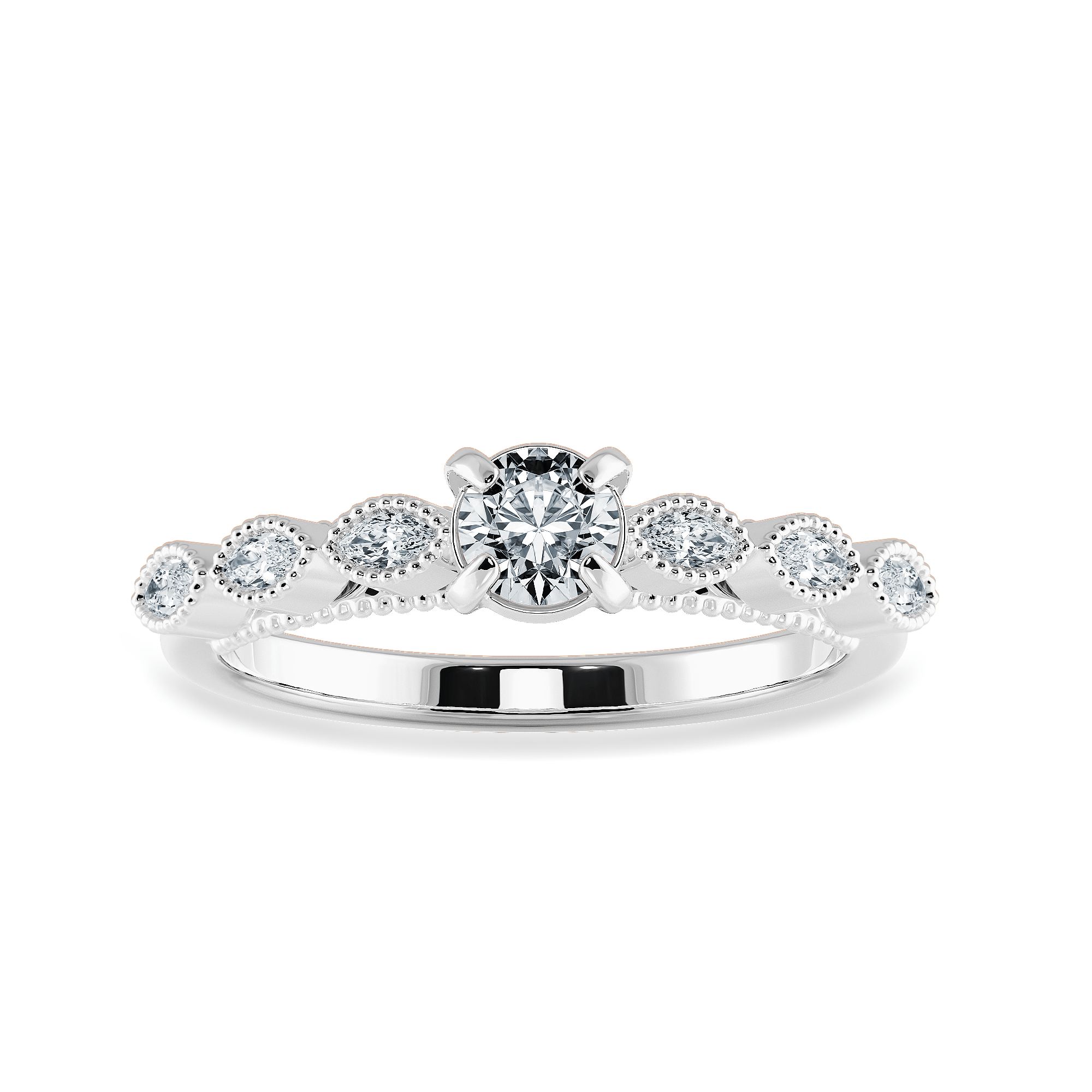 Jewelove™ Rings J VS / Women's Band only 0.20cts Solitaire Platinum Ring with Marquise Cut Diamond Accents JL PT 2011-C