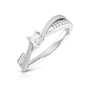 Jewelove™ Rings 0.20cts. Solitaire Platinum Split Diamond & Twisted Shank Engagement Ring for Women JL PT R-68