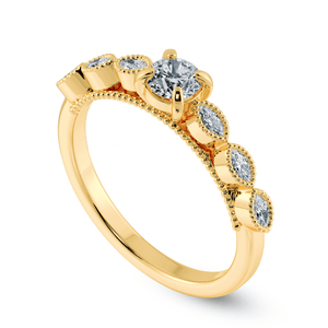 Jewelove™ Rings Women's Band only / VS J 0.20cts. Solitaire with Marquise Cut Diamond Accents 18K Yellow Gold Ring JL AU 2011Y-C