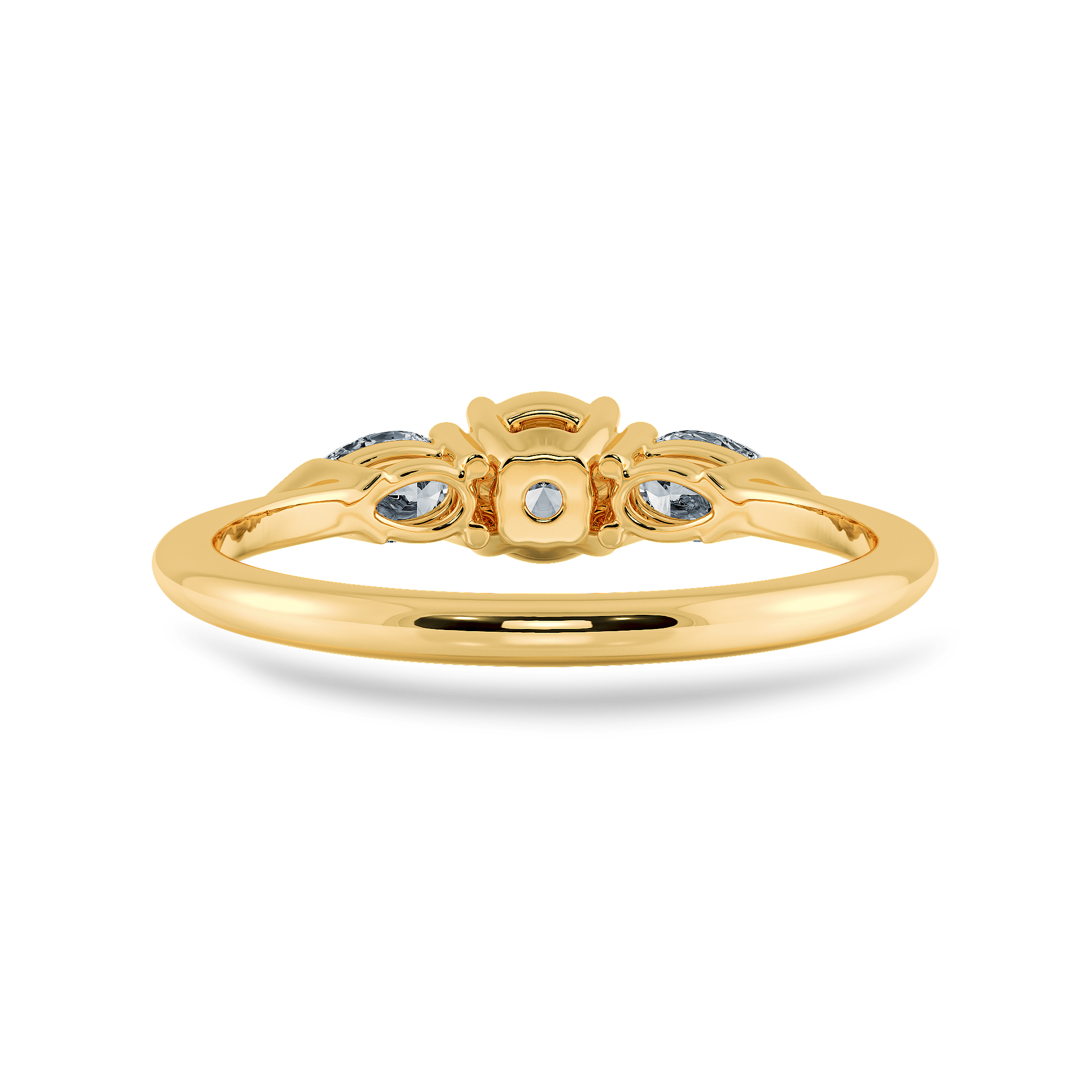 Jewelove™ Rings Women's Band only / VS J 0.20cts. Solitaire with Pear Cut Diamond Accents 18K Yellow Gold Ring JL AU 2020Y-C