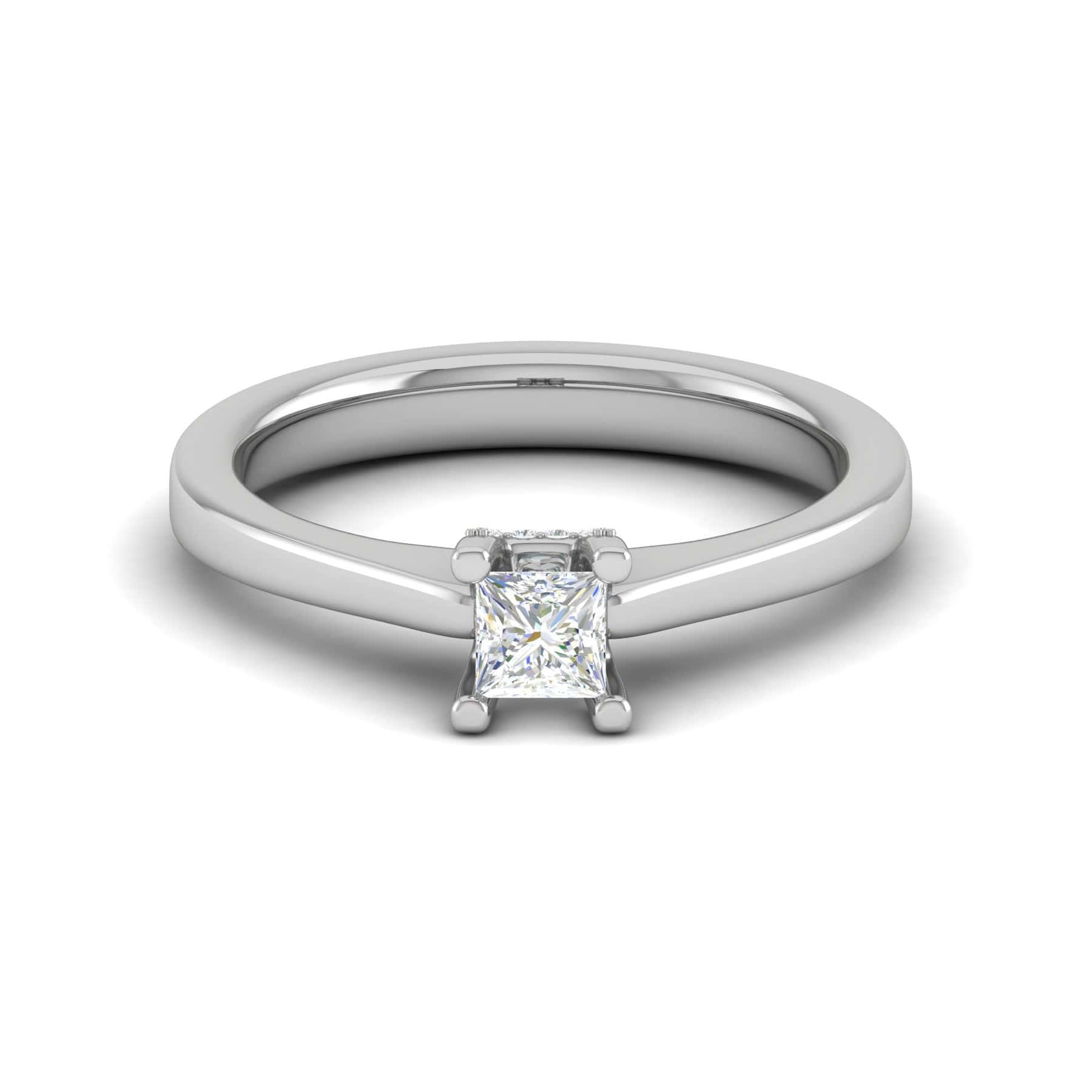 Jewelove™ Rings SI IJ / Women's Band only 0.25 cts. Princess Cut Solitaire Diamond Platinum Engagement Ring JL PT MHD264EG