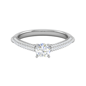 Jewelove™ Rings SI IJ / Women's Band only 0.25 cts Solitaire Diamond Split Shank Platinum Ring for Women JL PT RP RD 151