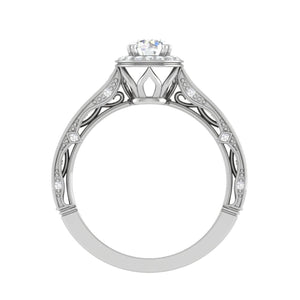 Jewelove™ Rings SI IJ / Women's Band only 0.25 cts Solitaire Halo Diamond Shank Platinum Ring for Women JL PT RV RD 137