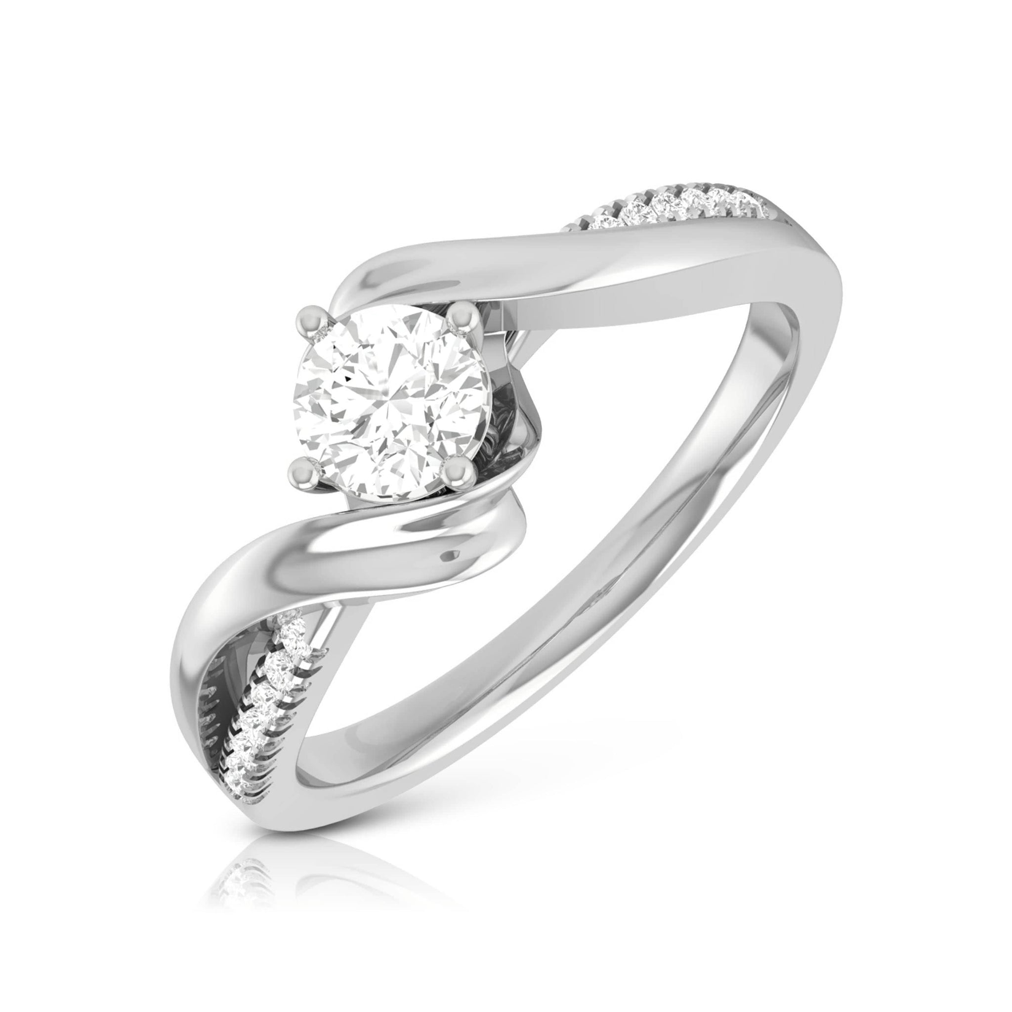 Jewelove™ Rings 0.25cts. Solitaire Diamond Twisted Shank Platinum Diamond Engagement Ring for Women JL PT R-64 -A