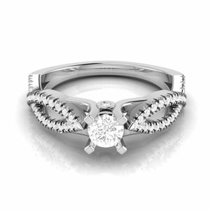 Jewelove™ Rings 0.25cts. Solitaire Platinum Twisted Shank Engagement Ring for Women JL PT R-59