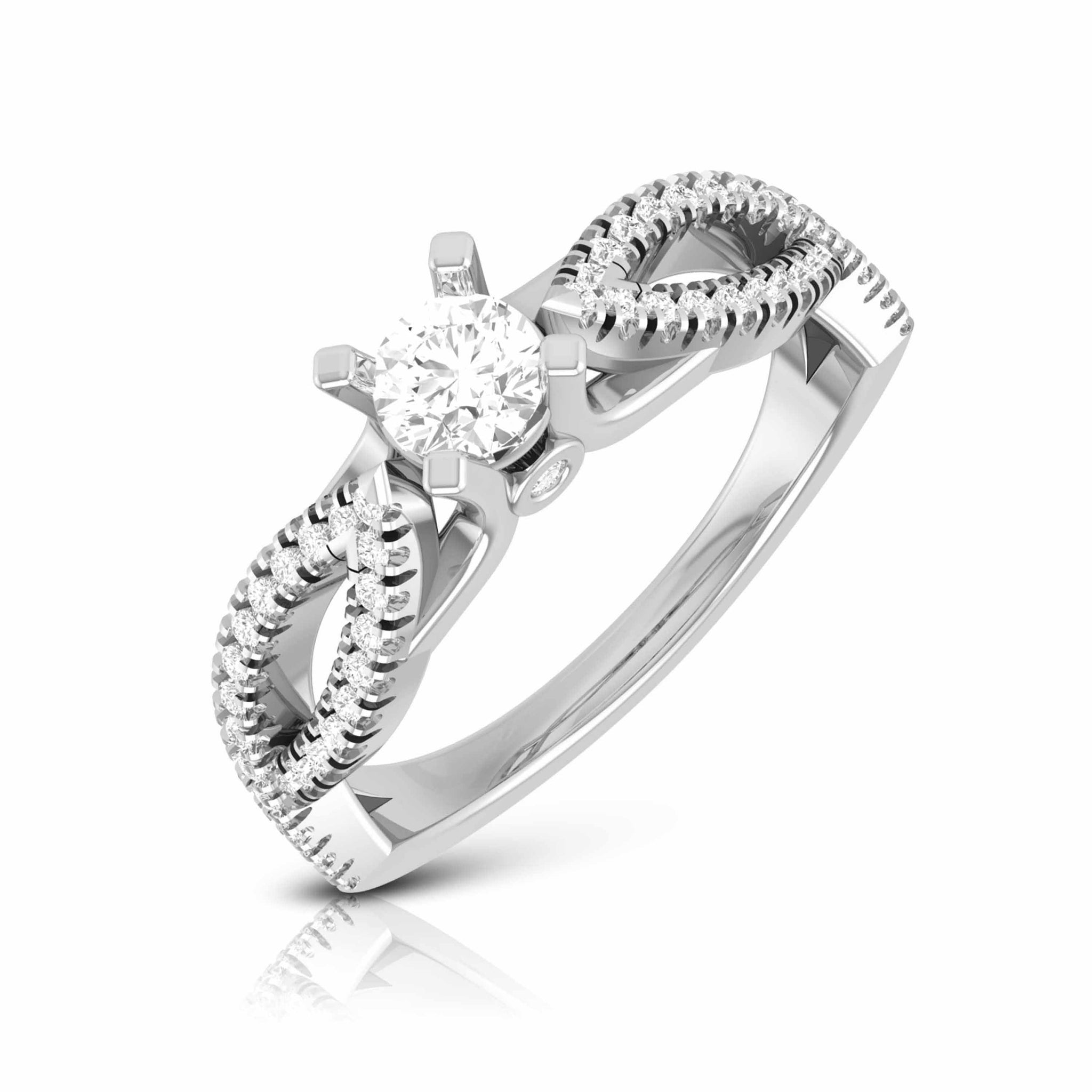 Jewelove™ Rings 0.25cts. Solitaire Platinum Twisted Shank Engagement Ring for Women JL PT R-59