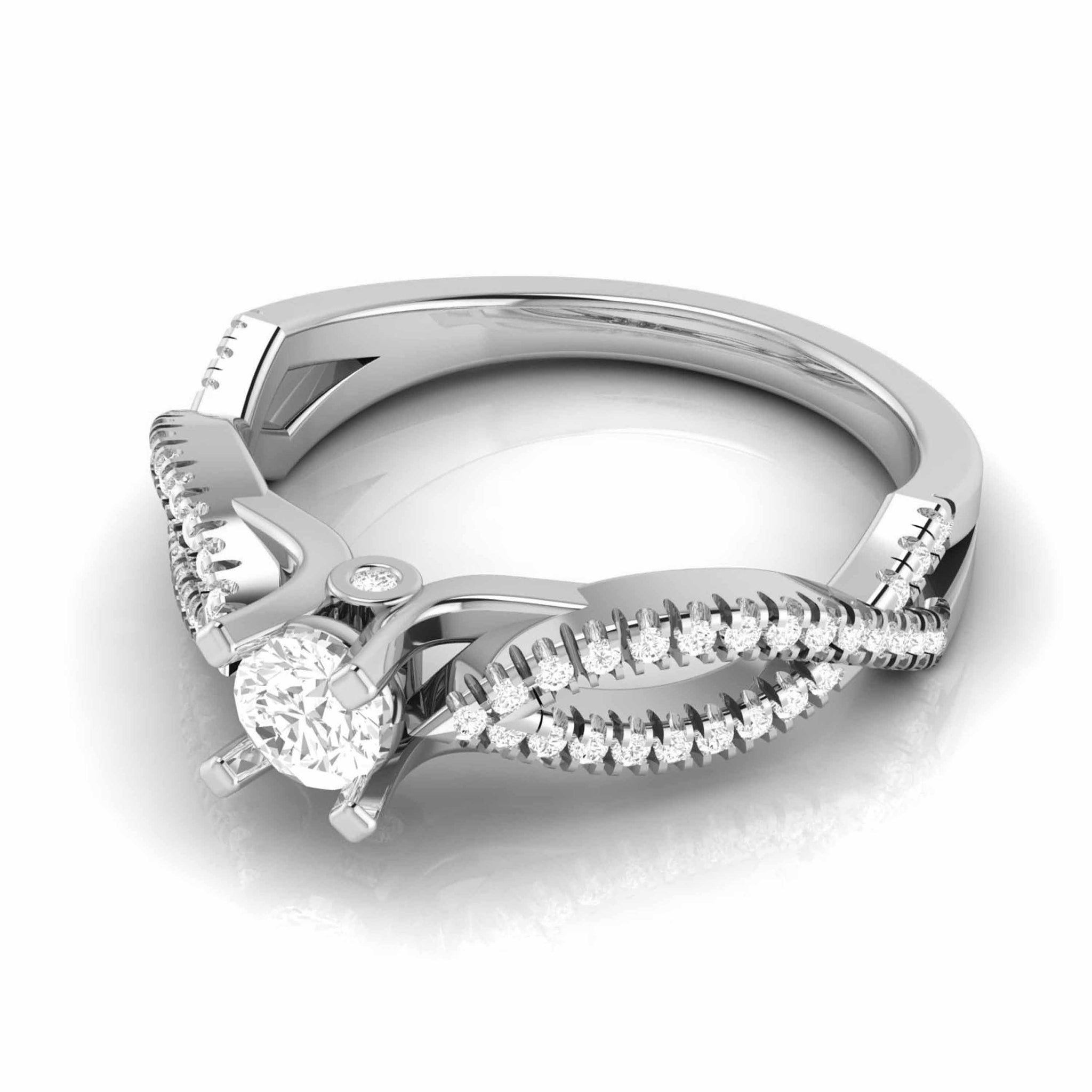 Jewelove™ Rings 0.25cts. Solitaire Platinum Twisted Shank Engagement Ring for Women JL PT R-59