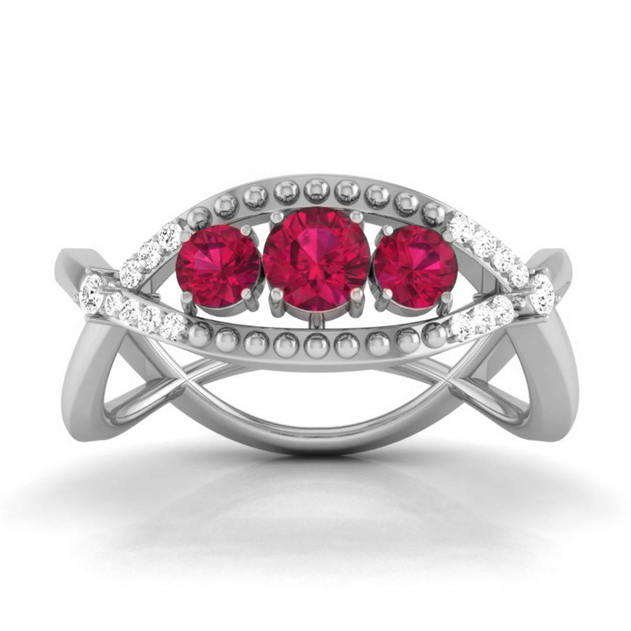 Jewelove™ Rings 0.25cts. Solitaire Ruby Platinum Diamond Ring JL PT R8155