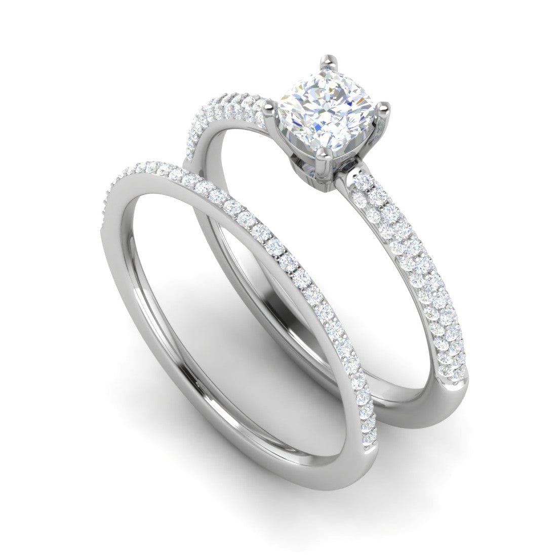 Jewelove™ Rings G VVS / Women's Band only 0.30 cts. Cushion Solitaire Diamond Split Shank Platinum Ring JL PT RP CU 199