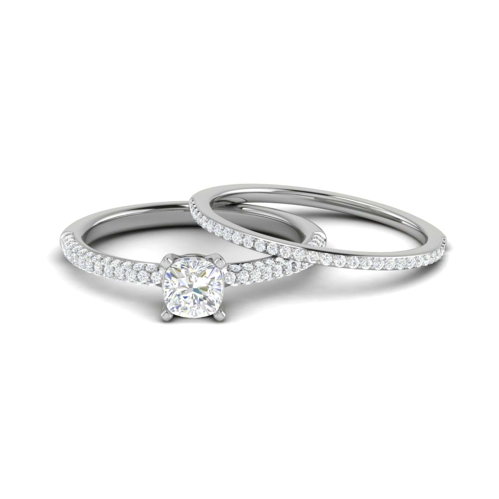 Jewelove™ Rings G VVS / Women's Band only 0.30 cts. Cushion Solitaire Diamond Split Shank Platinum Ring JL PT RP CU 199