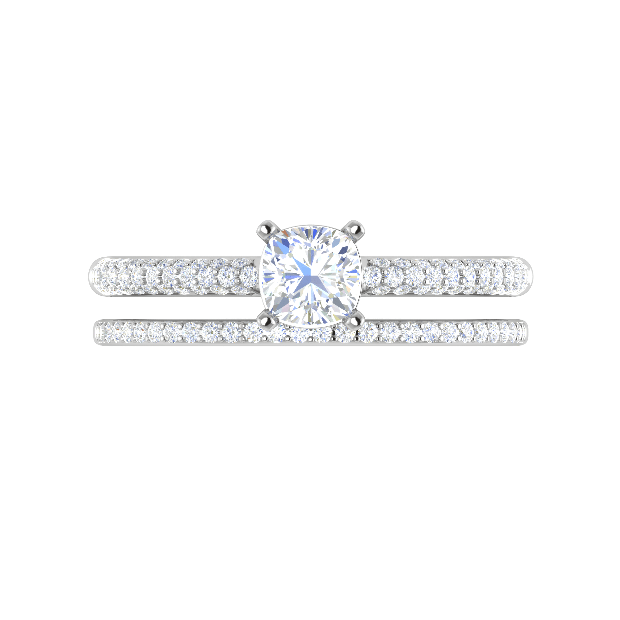 Jewelove™ Rings G VVS / Women's Band only 0.30 cts. Cushion Solitaire Diamond Split Shank Platinum Ring JL PT RP CU 199