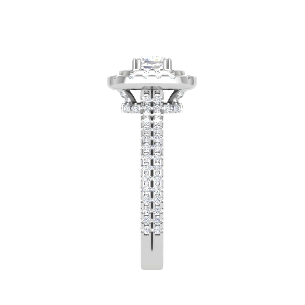 Jewelove™ Rings VVS G / Women's Band only 0.30 cts. Cushion Solitaire Double Halo Split Shank Platinum Ring JL PT RH CU 250