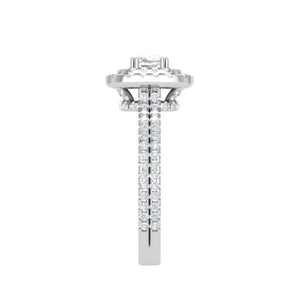 Jewelove™ Rings VVS G / Women's Band only 0.30 cts. Cushion Solitaire Double Halo Split Shank Platinum Ring JL PT RH CU 250