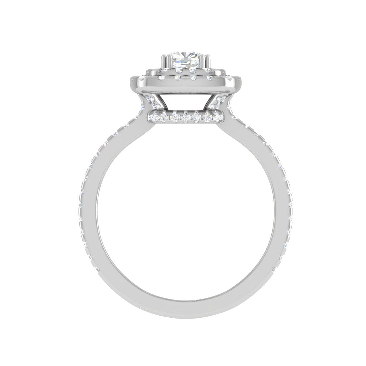 Jewelove™ Rings VVS G / Women's Band only 0.30 cts. Cushion Solitaire Double Halo Split Shank Platinum Ring JL PT RH CU 250