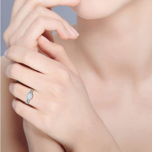 Jewelove™ Rings I VS / Women's Band only 0.30 cts. Cushion Solitaire Double Halo Split Shank Platinum Ring JL PT RH CU 252